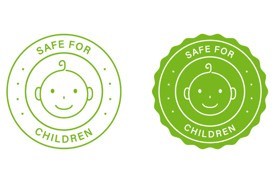 Safe for children product stamps