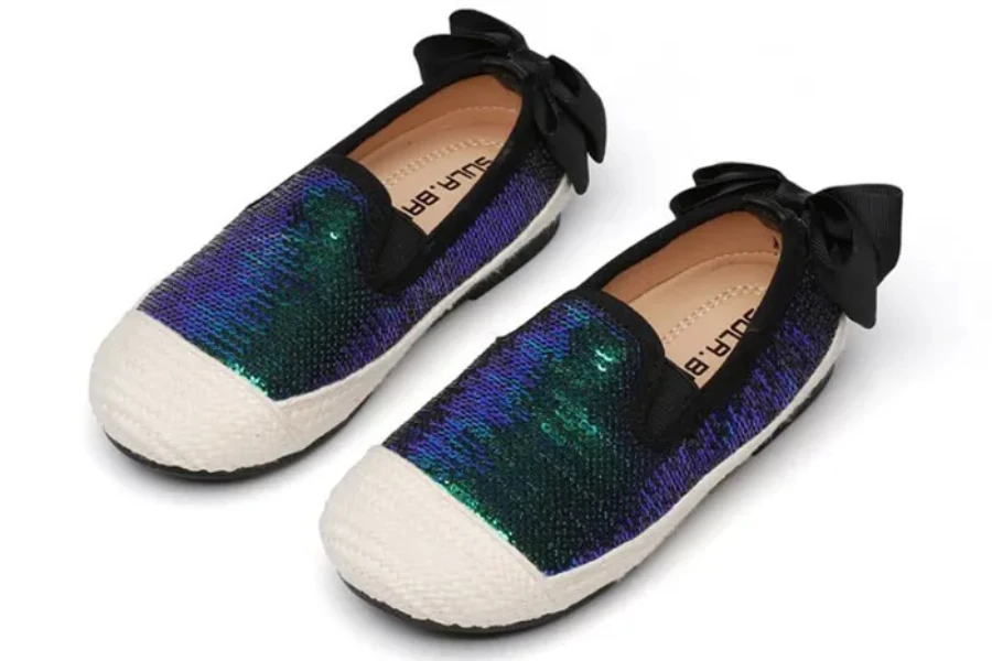 Sequin leather flat toddler shoes
