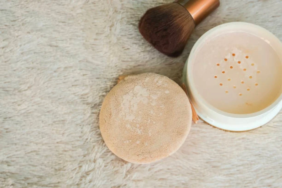 Sheer powder brush on a white carpet