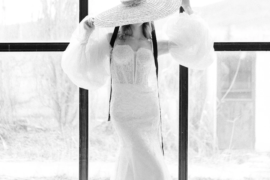 Woman wearing see-through boudoir dress