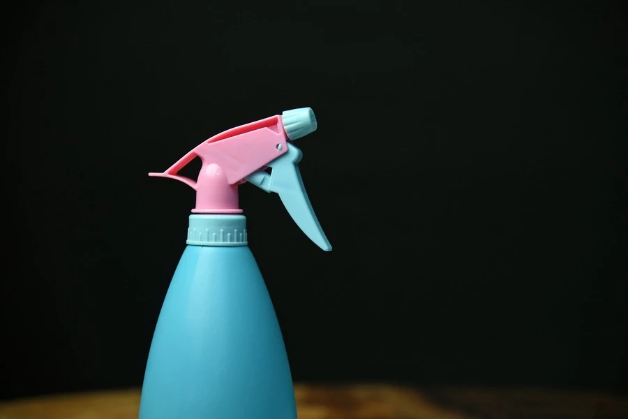 A blue spray bottle
