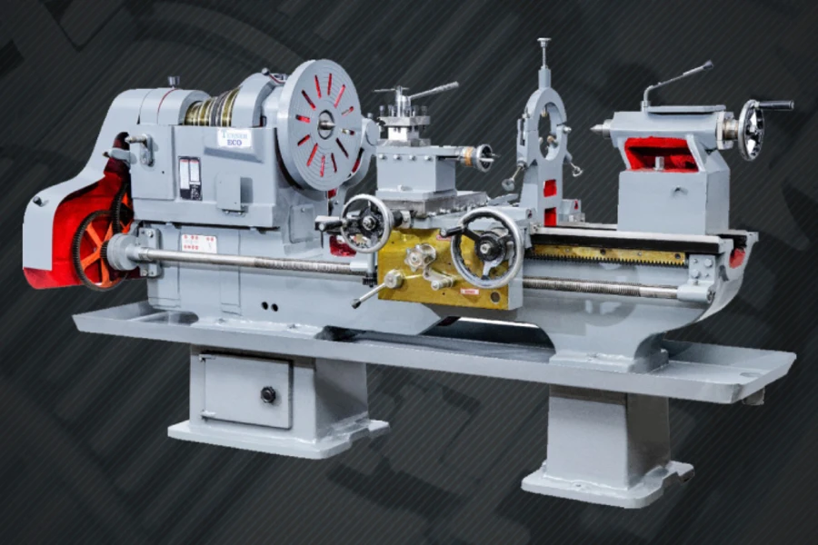 A heavy-duty lathe machine