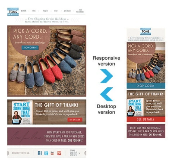 a mobile-optimized email by Toms