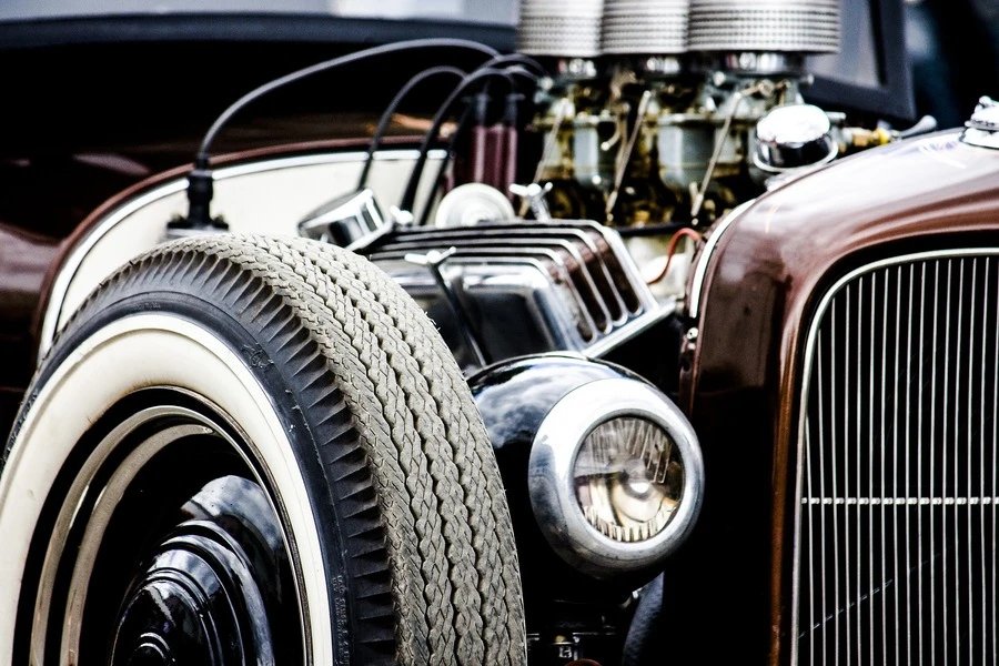 A vintage automobile engine