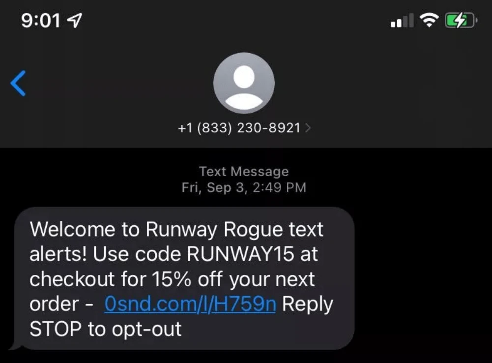 an example of welcome text message