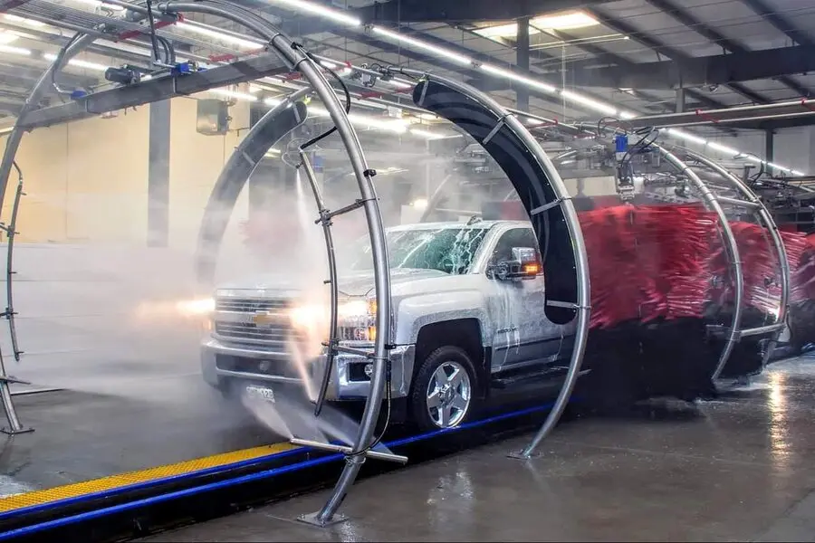An image showcasing a tunnel car wash