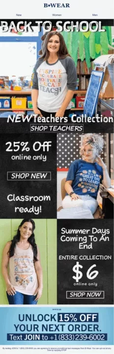 BWear back to school email