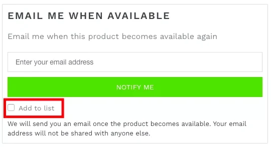 collecting user’s email on product page