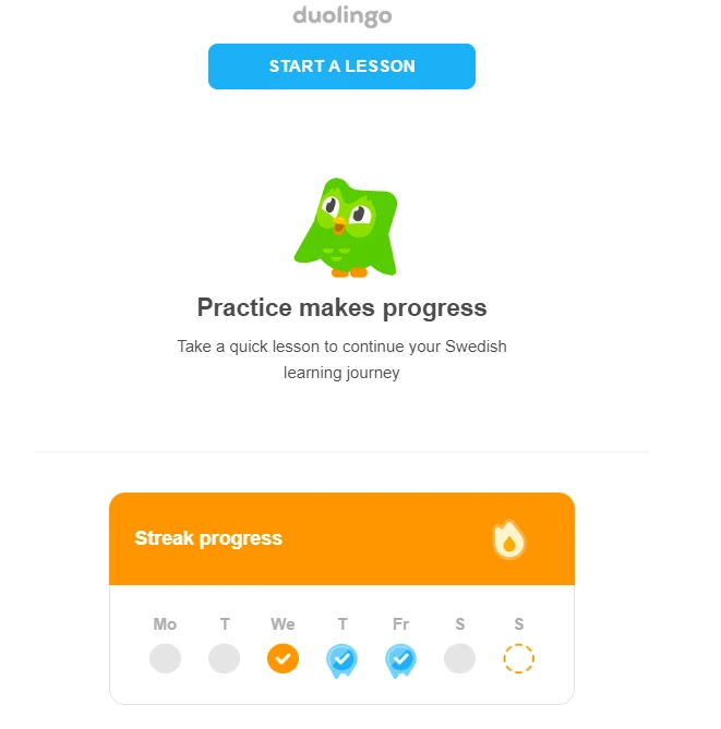 Duolingo's inactive user email