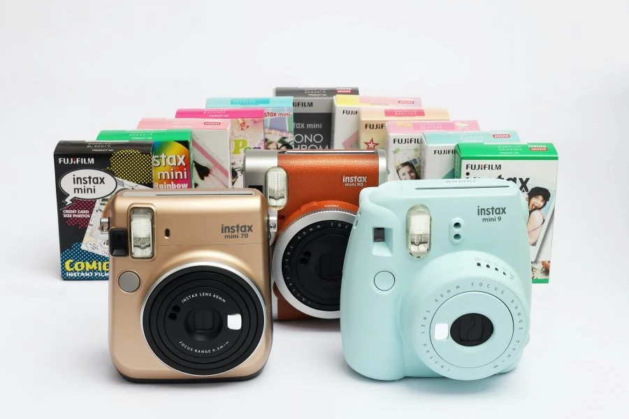 fujifilm instant cameras with film paper boxes