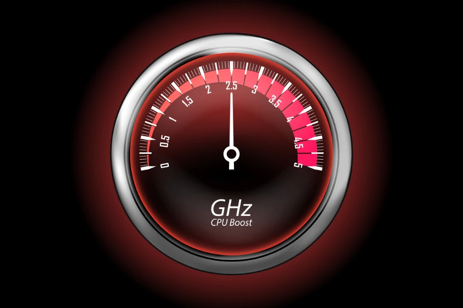 Image of CPU clock speedometer illustration
