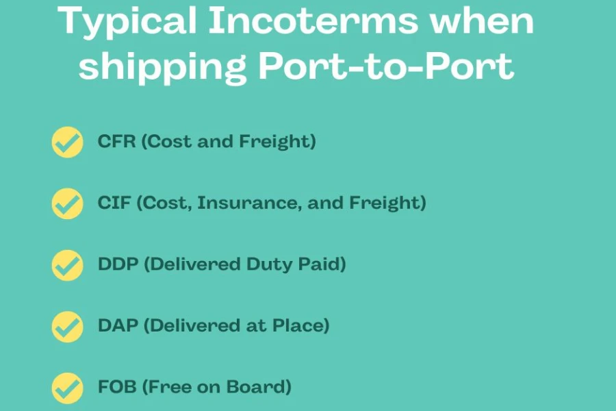 Incoterms used when shipping via Port-to-Port