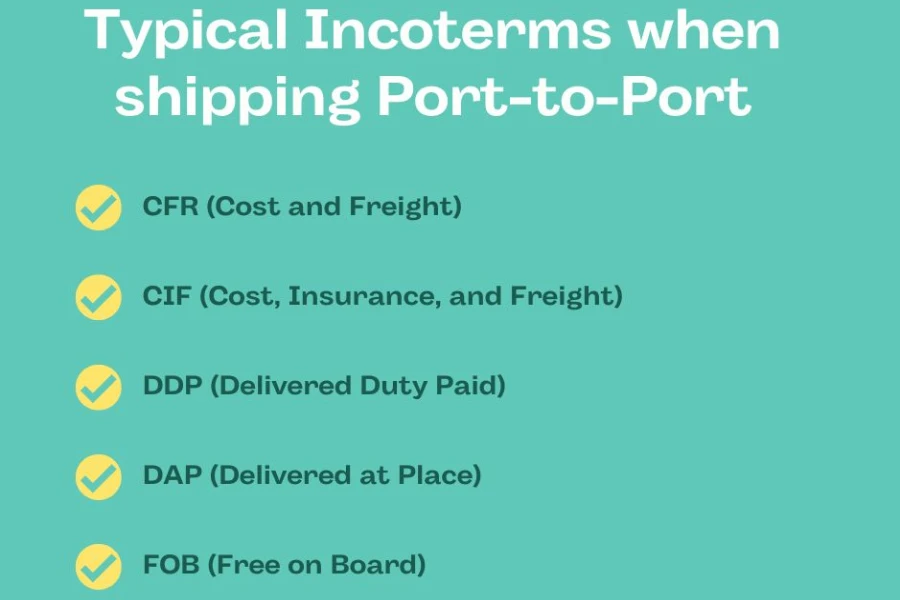 Incoterms utilisés lors de l'expédition via Port-to-Port