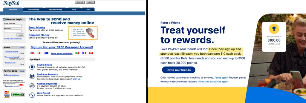 PayPal referral program: 2001 and now