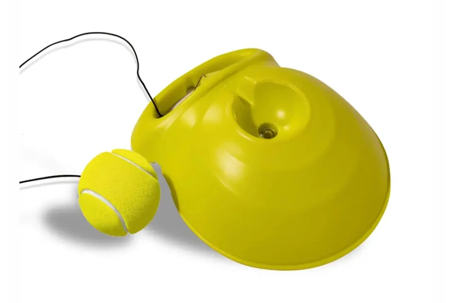 Plastic yellow rebound ball weight with tennis ball attached