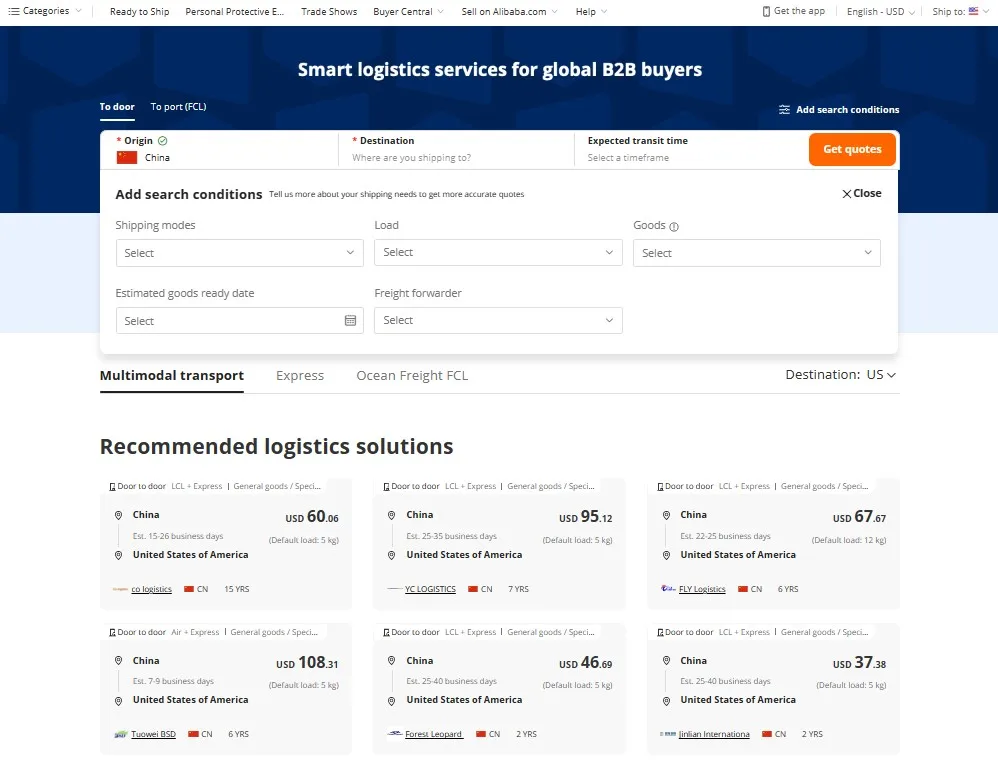 Refine la búsqueda para obtener tarifas más precisas y colocación instantánea de pedidos