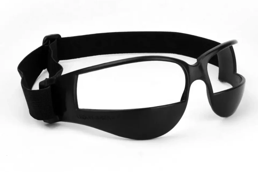 Single set of black dribbling goggles with elastic headband