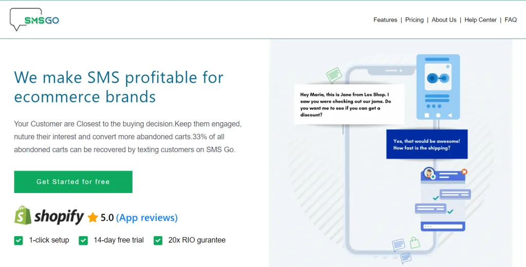 SMSGo on Shopify app market