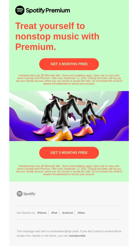 special offer email by Spotify