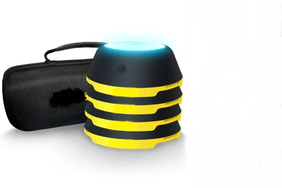 Stack of yellow and black reaction lights with black case