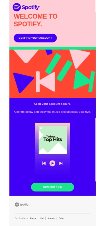 welcome email by Spotify