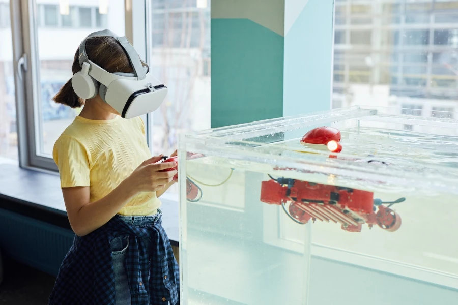 young person using VR headset to test device